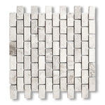 1x2 White Pearl / Botticino Marble Tumbled Brick Mosaic Tile - American Tile Depot