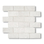 2x4 White Pearl / Botticino Marble Tumbled Brick Mosaic Tile - American Tile Depot
