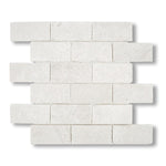 2x4 White Pearl / Botticino Marble Tumbled Brick Mosaic Tile - American Tile Depot