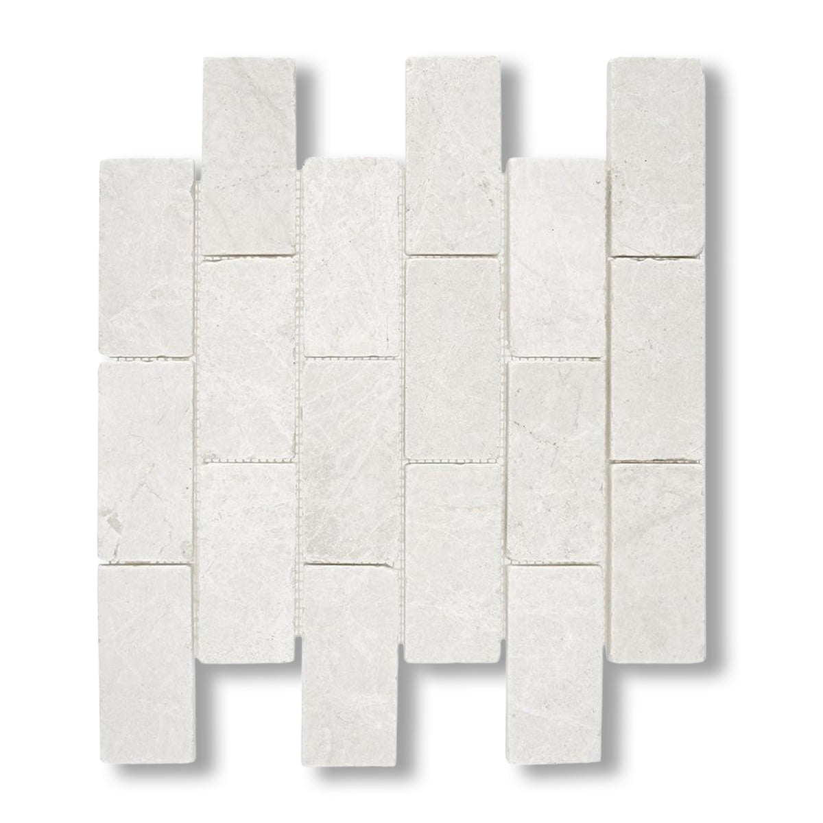 2x4 White Pearl / Botticino Marble Tumbled Brick Mosaic Tile - American Tile Depot
