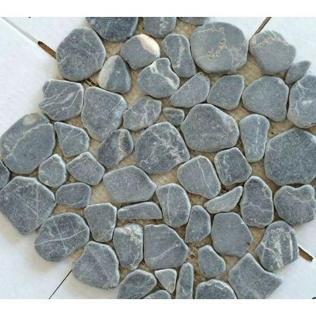Brook Blue Stone Pebble Marble Tumbled Mosaic Tile Brook Blue Stone Pebble Marble Tumbled Mosaic Tile - American Tile Depot