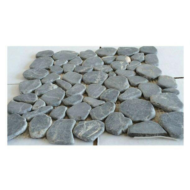 Brook Blue Stone Pebble Marble Tumbled Mosaic Tile Brook Blue Stone Pebble Marble Tumbled Mosaic Tile - American Tile Depot
