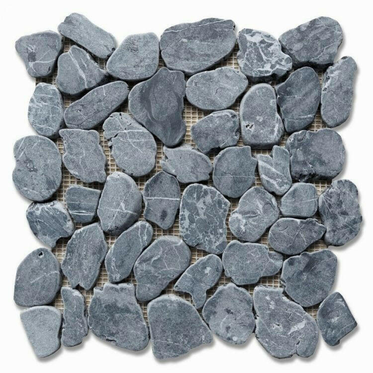 Brook Blue Stone Pebble Marble Tumbled Mosaic Tile Brook Blue Stone Pebble Marble Tumbled Mosaic Tile - American Tile Depot