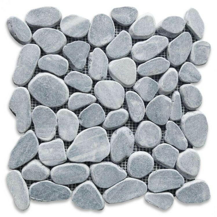 Brook Stormy Grey Pebble Marble Tumbled Mosaic Tile Brook Stormy Grey Pebble Marble Tumbled Mosaic Tile - American Tile Depot