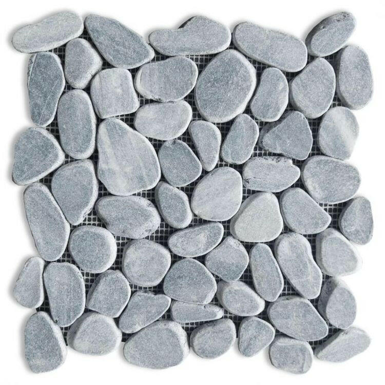 Brook Stormy Grey Pebble Marble Tumbled Mosaic Tile Brook Stormy Grey Pebble Marble Tumbled Mosaic Tile - American Tile Depot