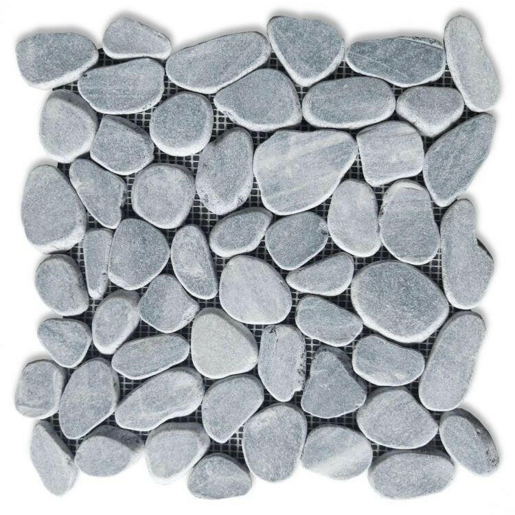 Brook Stormy Grey Pebble Marble Tumbled Mosaic Tile Brook Stormy Grey Pebble Marble Tumbled Mosaic Tile - American Tile Depot