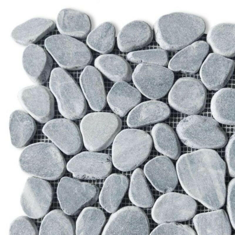 Brook Stormy Grey Pebble Marble Tumbled Mosaic Tile Brook Stormy Grey Pebble Marble Tumbled Mosaic Tile - American Tile Depot