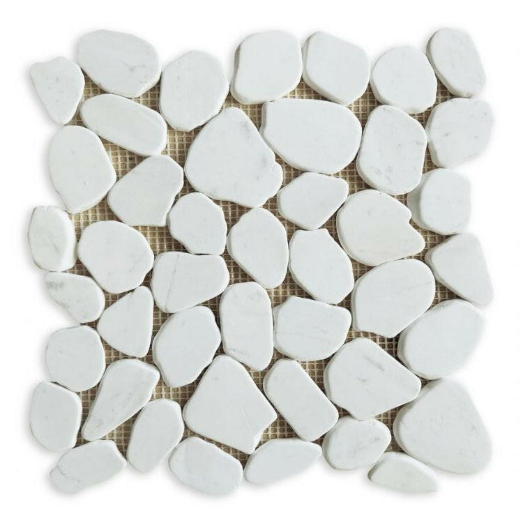 Brook White Pebble Marble Tumbled Mosaic Tile Brook White Pebble Marble Tumbled Mosaic Tile - American Tile Depot