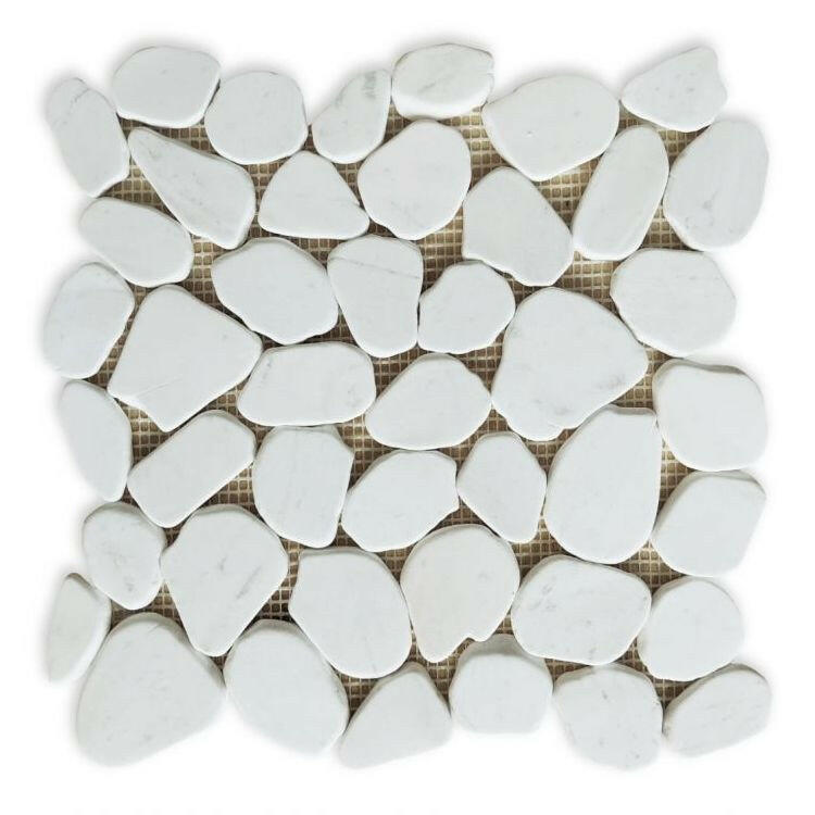 Brook White Pebble Marble Tumbled Mosaic Tile Brook White Pebble Marble Tumbled Mosaic Tile - American Tile Depot