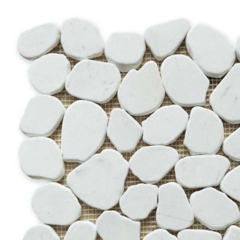 Brook White Pebble Marble Tumbled Mosaic Tile Brook White Pebble Marble Tumbled Mosaic Tile - American Tile Depot