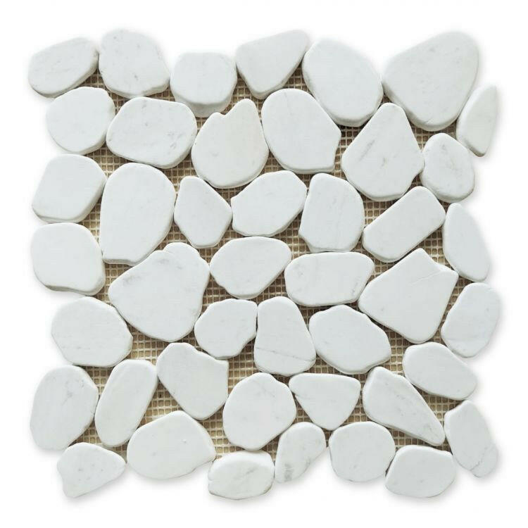 Brook White Pebble Marble Tumbled Mosaic Tile Brook White Pebble Marble Tumbled Mosaic Tile - American Tile Depot