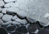 Brook Marquina Polished Pebble Marble Mosaic Tile