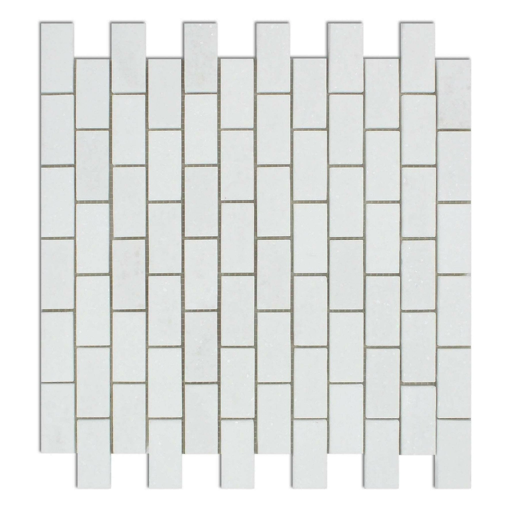CLEARANCE - 1x2 Thassos White Marble Honed Brick Mosaic Tile CLEARANCE - 1x2 Thassos White Marble Honed Brick Mosaic Tile - American Tile Depot