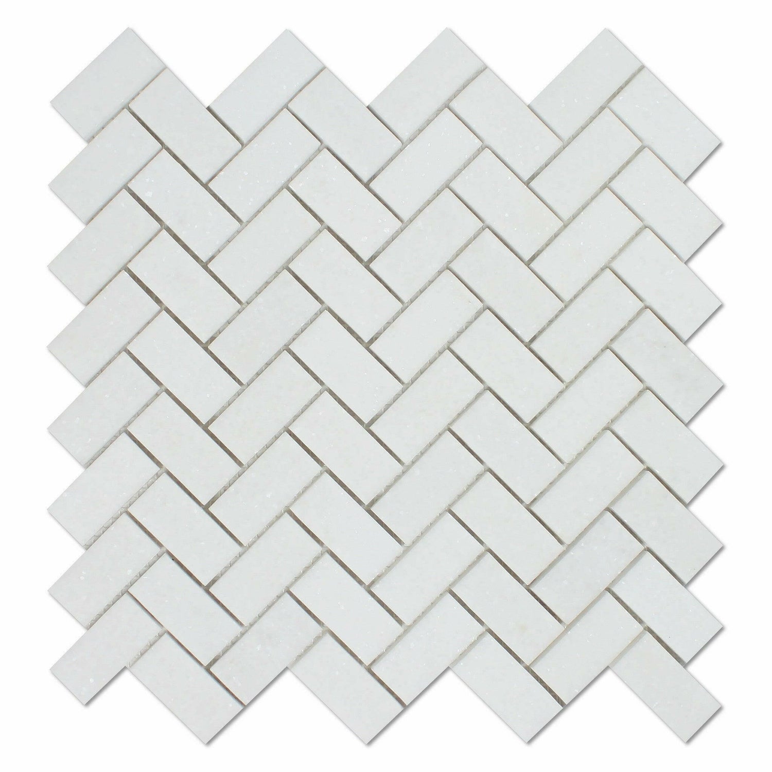 CLEARANCE - 1x2 Thassos White Marble Honed Herringbone Mosaic Tile CLEARANCE - 1x2 Thassos White Marble Honed Herringbone Mosaic Tile - American Tile Depot