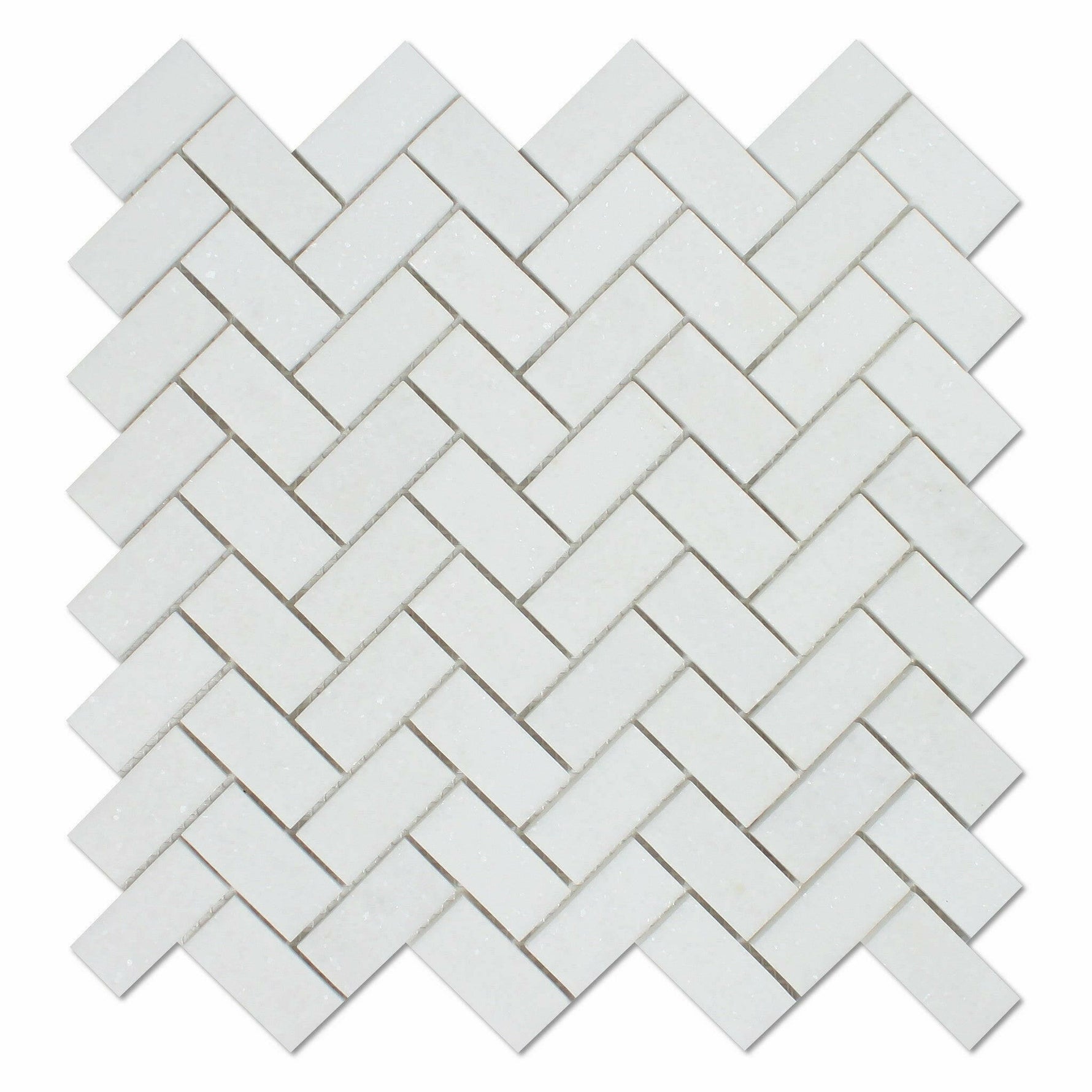 1x2 Thassos White Marble Honed Herringbone Mosaic Tile 1x2 Thassos White Marble Honed Herringbone Mosaic Tile - American Tile Depot