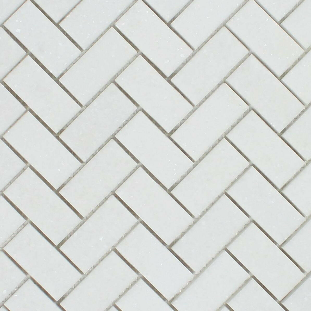 1x2 Thassos White Marble Honed Herringbone Mosaic Tile 1x2 Thassos White Marble Honed Herringbone Mosaic Tile - American Tile Depot