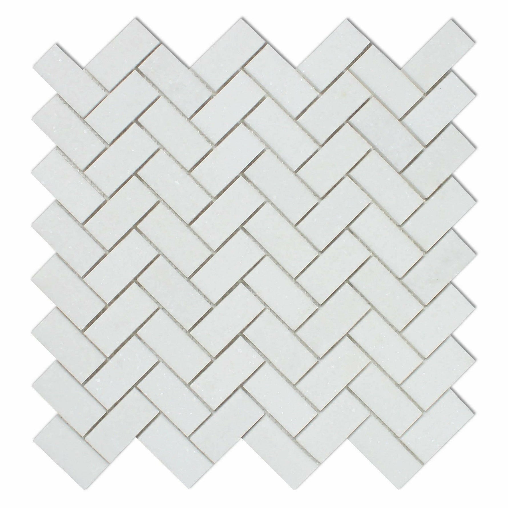 1x2 Thassos White Marble Honed Herringbone Mosaic Tile 1x2 Thassos White Marble Honed Herringbone Mosaic Tile - American Tile Depot