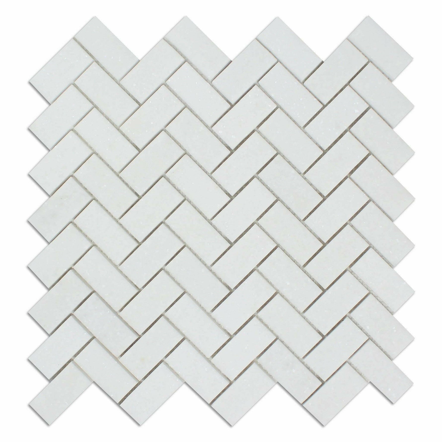 1x2 Thassos White Marble Honed Herringbone Mosaic Tile 1x2 Thassos White Marble Honed Herringbone Mosaic Tile - American Tile Depot