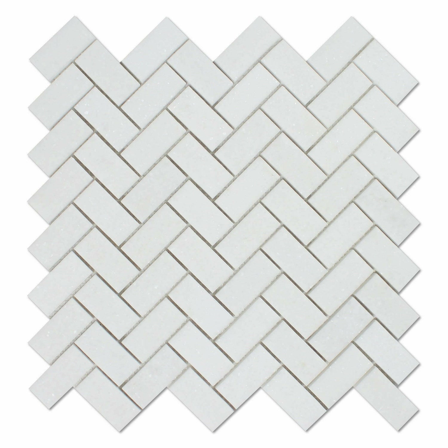 CLEARANCE - 1x2 Thassos White Marble Honed Herringbone Mosaic Tile CLEARANCE - 1x2 Thassos White Marble Honed Herringbone Mosaic Tile - American Tile Depot