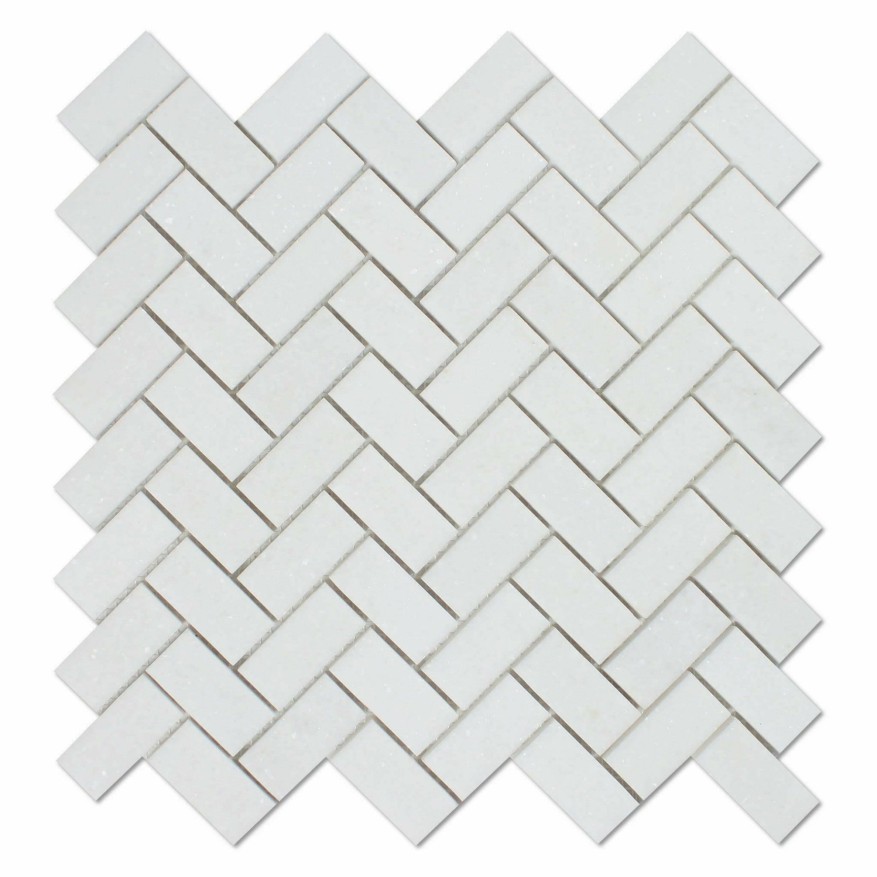 1x2 Thassos White Marble Honed Herringbone Mosaic Tile 1x2 Thassos White Marble Honed Herringbone Mosaic Tile - American Tile Depot