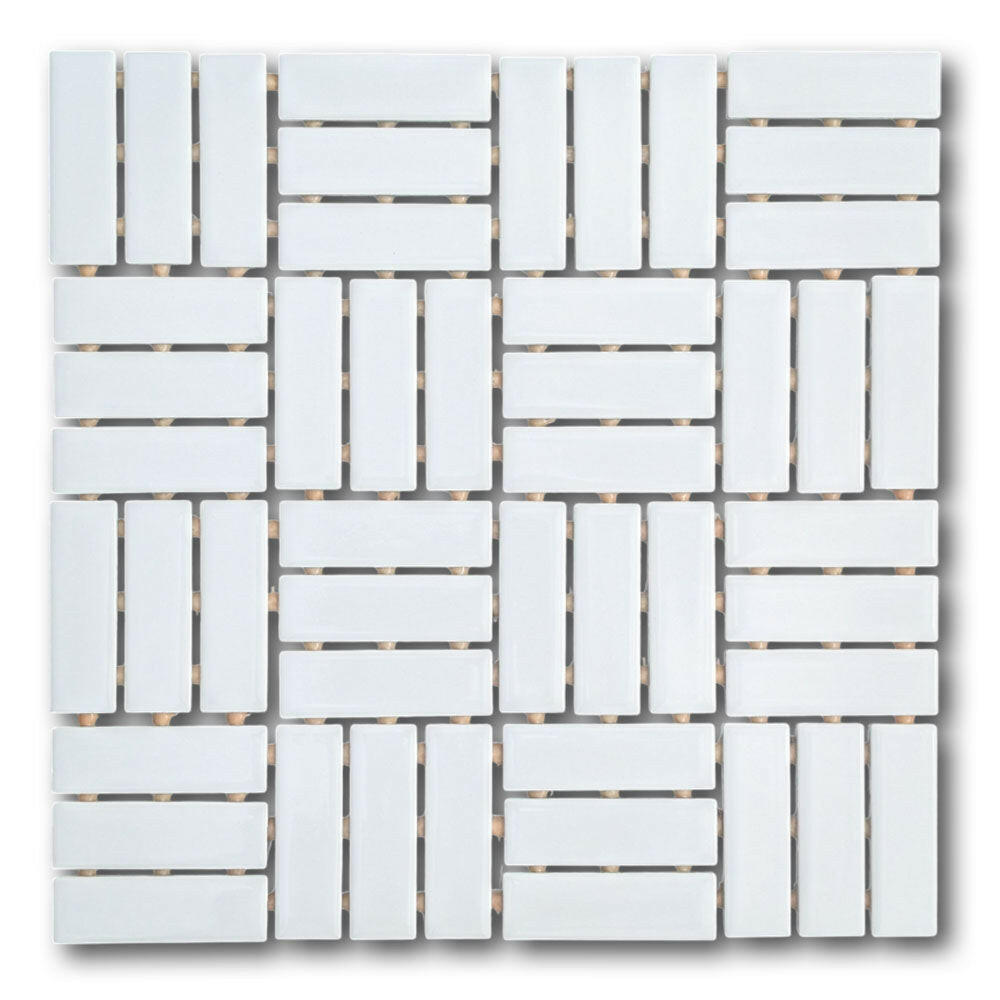 CLEARANCE – 1x3 Color Wheel Arctic White Lattice Weave Glossy Ceramic Mosaic Tile CLEARANCE – 1x3 Color Wheel Arctic White Lattice Weave Glossy Ceramic Mosaic Tile - American Tile Depot