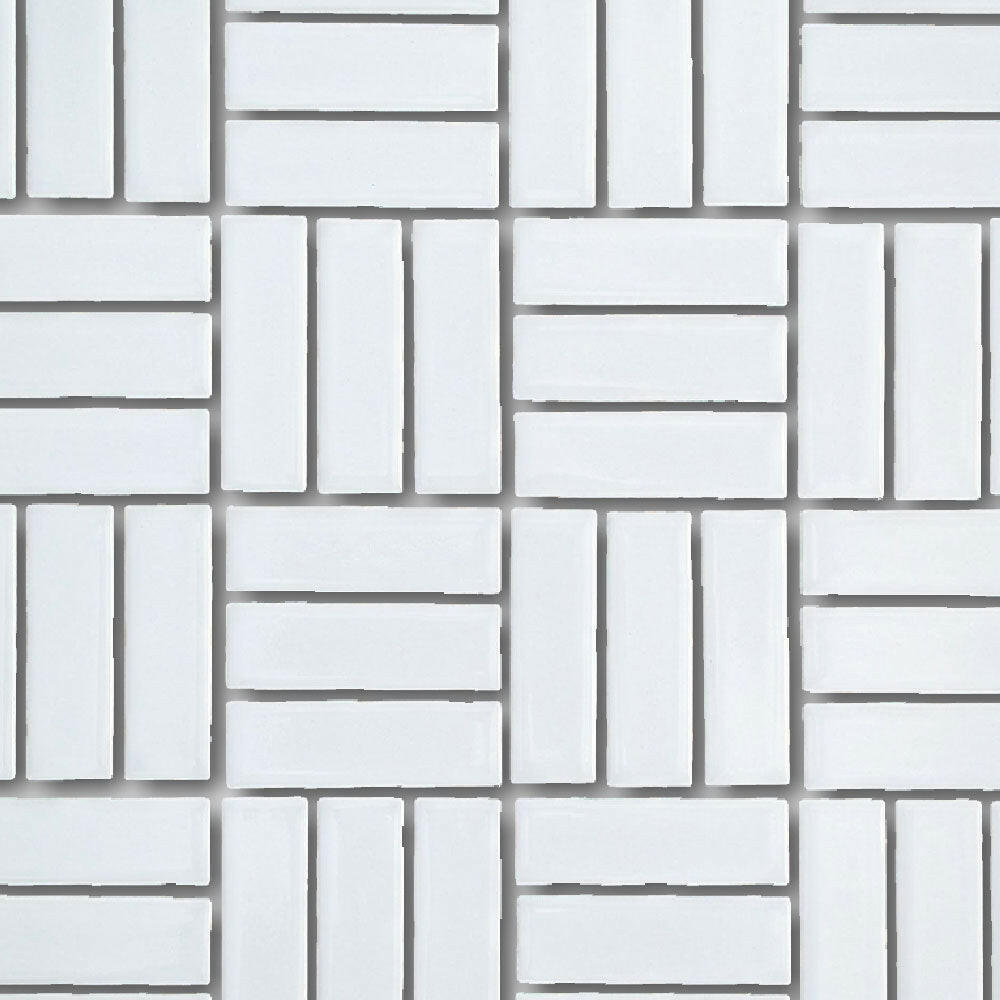 CLEARANCE – 1x3 Color Wheel Arctic White Lattice Weave Glossy Ceramic Mosaic Tile CLEARANCE – 1x3 Color Wheel Arctic White Lattice Weave Glossy Ceramic Mosaic Tile - American Tile Depot
