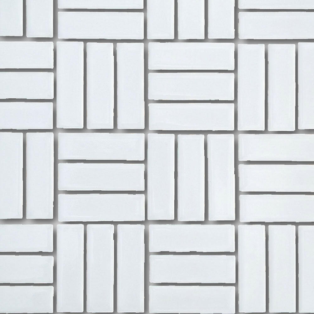 CLEARANCE – 1x3 Color Wheel Arctic White Lattice Weave Glossy Ceramic Mosaic Tile CLEARANCE – 1x3 Color Wheel Arctic White Lattice Weave Glossy Ceramic Mosaic Tile - American Tile Depot