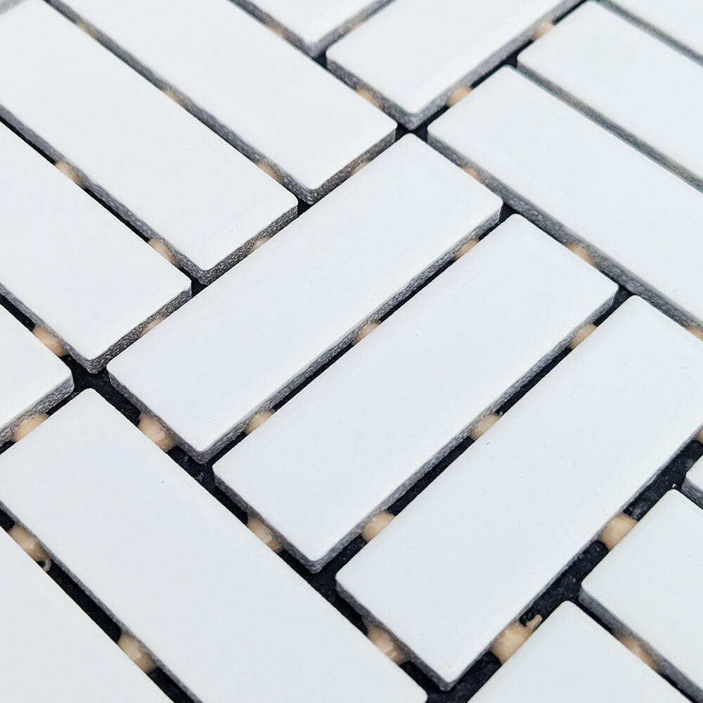 CLEARANCE – 1x3 Color Wheel Arctic White Lattice Weave Glossy Ceramic Mosaic Tile CLEARANCE – 1x3 Color Wheel Arctic White Lattice Weave Glossy Ceramic Mosaic Tile - American Tile Depot