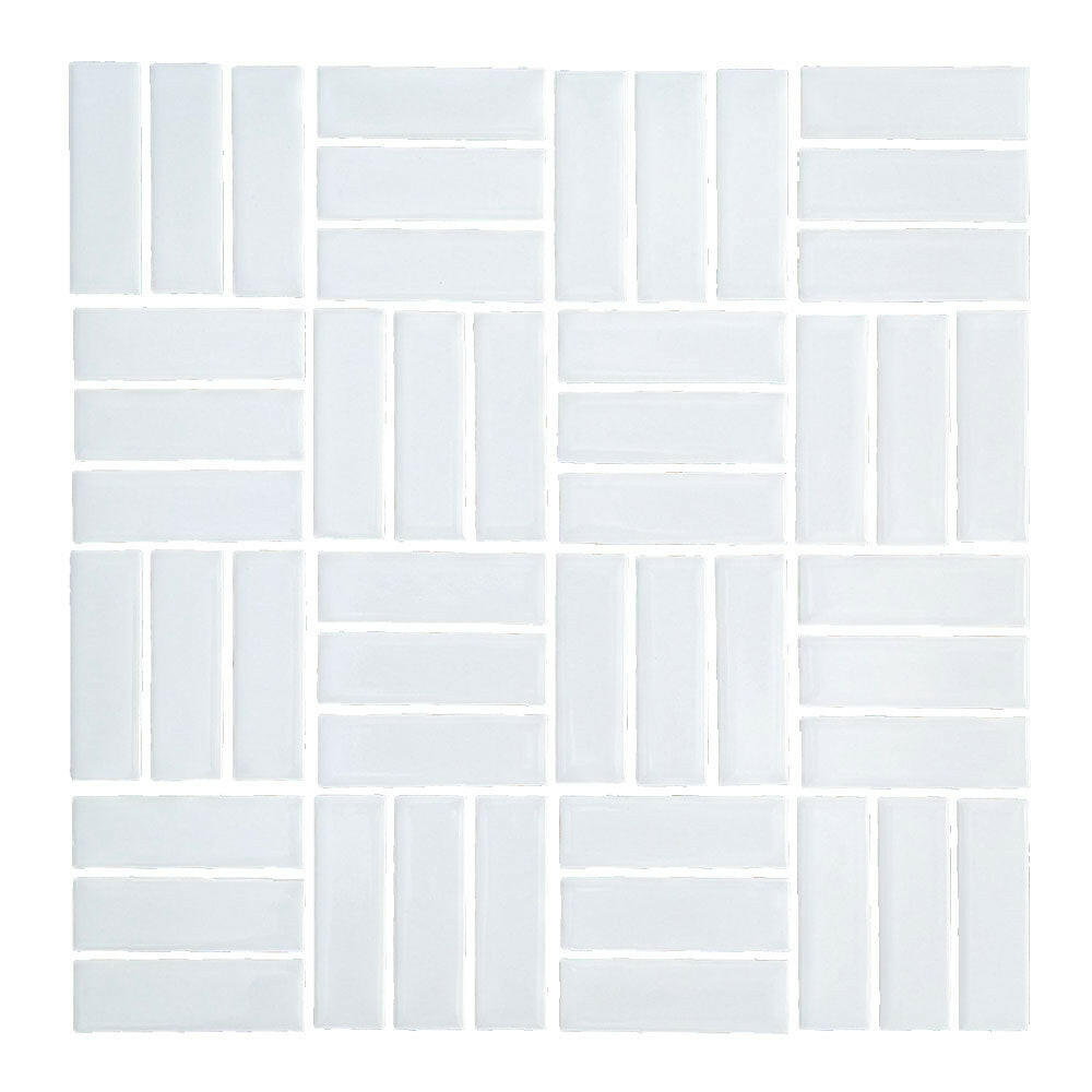 CLEARANCE – 1x3 Color Wheel Arctic White Lattice Weave Glossy Ceramic Mosaic Tile CLEARANCE – 1x3 Color Wheel Arctic White Lattice Weave Glossy Ceramic Mosaic Tile - American Tile Depot