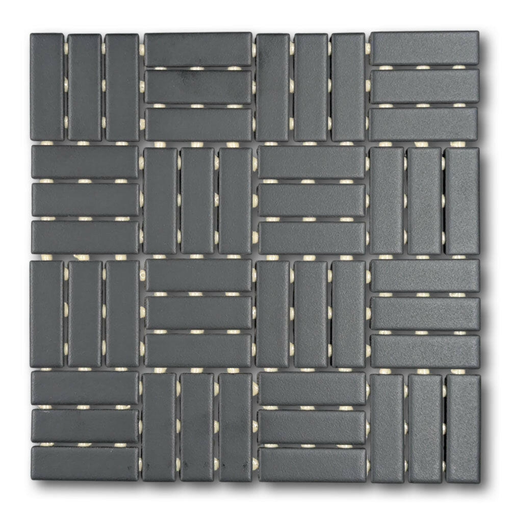 CLEARANCE – 1x3 Color Wheel Black Lattice Weave Matte Ceramic Mosaic Tile CLEARANCE – 1x3 Color Wheel Black Lattice Weave Matte Ceramic Mosaic Tile - American Tile Depot