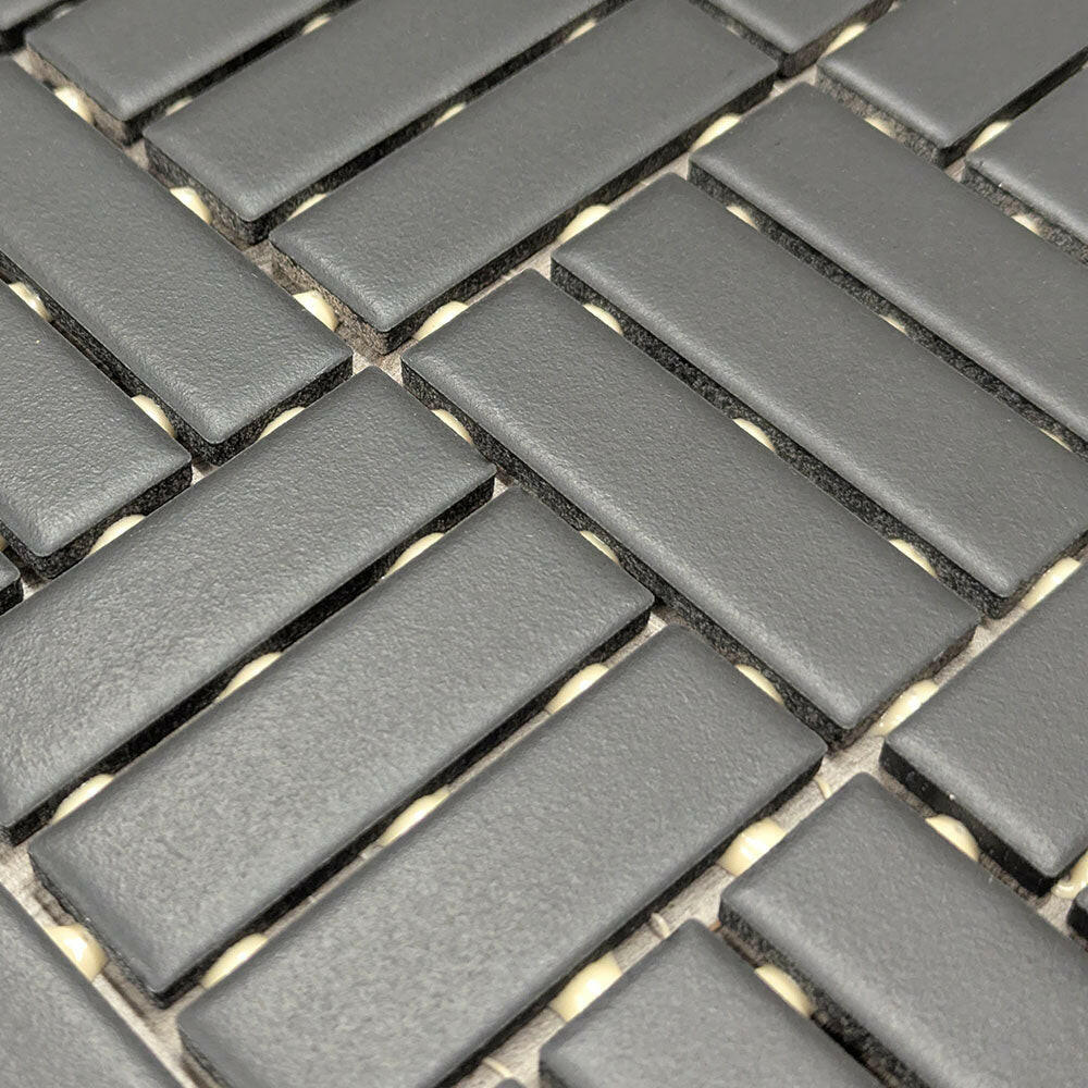 CLEARANCE – 1x3 Color Wheel Black Lattice Weave Matte Ceramic Mosaic Tile CLEARANCE – 1x3 Color Wheel Black Lattice Weave Matte Ceramic Mosaic Tile - American Tile Depot