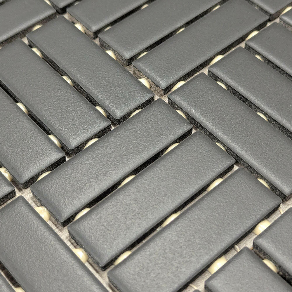 CLEARANCE – 1x3 Color Wheel Black Lattice Weave Matte Ceramic Mosaic Tile CLEARANCE – 1x3 Color Wheel Black Lattice Weave Matte Ceramic Mosaic Tile - American Tile Depot