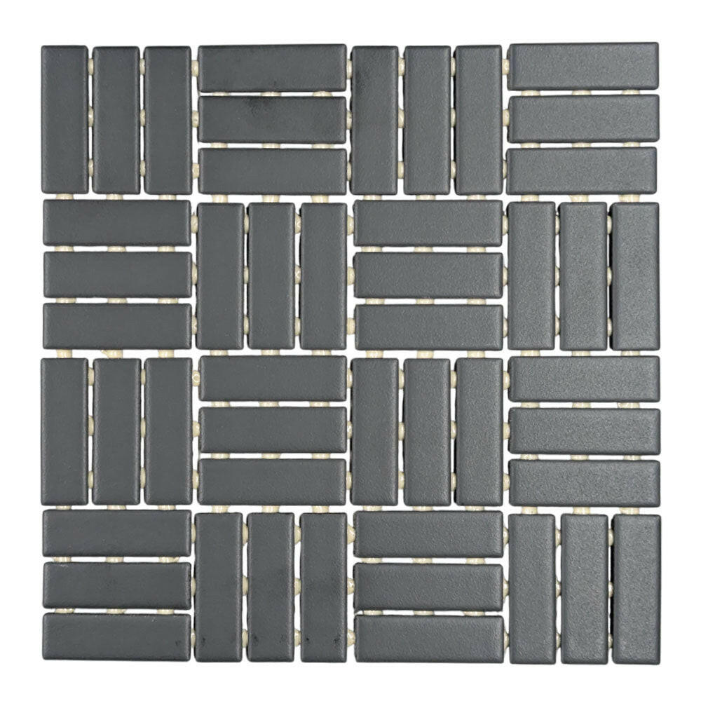CLEARANCE – 1x3 Color Wheel Black Lattice Weave Matte Ceramic Mosaic Tile CLEARANCE – 1x3 Color Wheel Black Lattice Weave Matte Ceramic Mosaic Tile - American Tile Depot