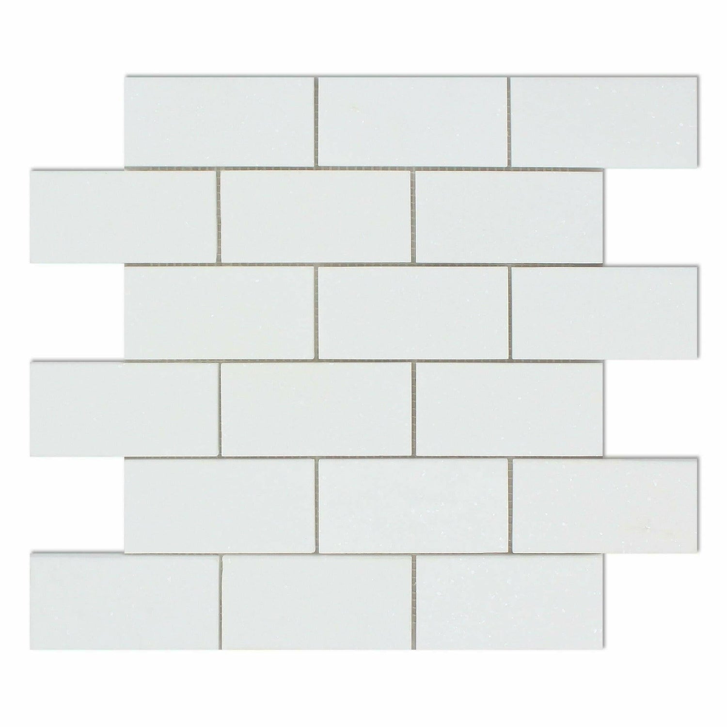 CLEARANCE - 2x4 Thassos White Marble Honed Brick Mosaic Tile CLEARANCE - 2x4 Thassos White Marble Honed Brick Mosaic Tile - American Tile Depot