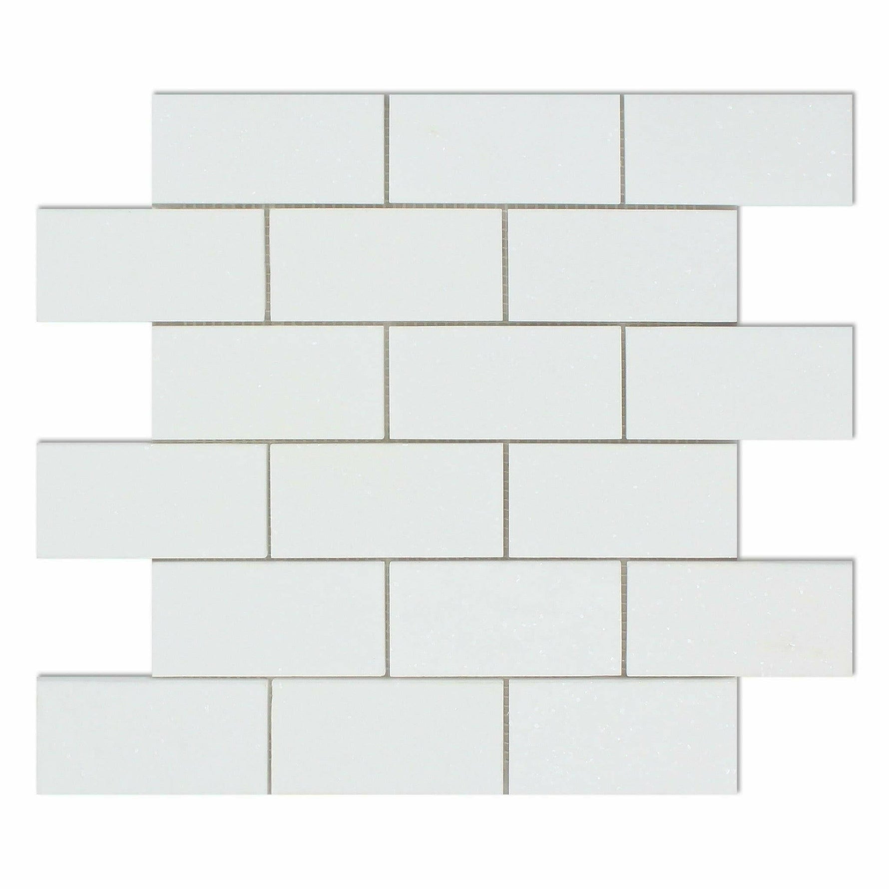CLEARANCE - 2x4 Thassos White Marble Honed Brick Mosaic Tile CLEARANCE - 2x4 Thassos White Marble Honed Brick Mosaic Tile - American Tile Depot