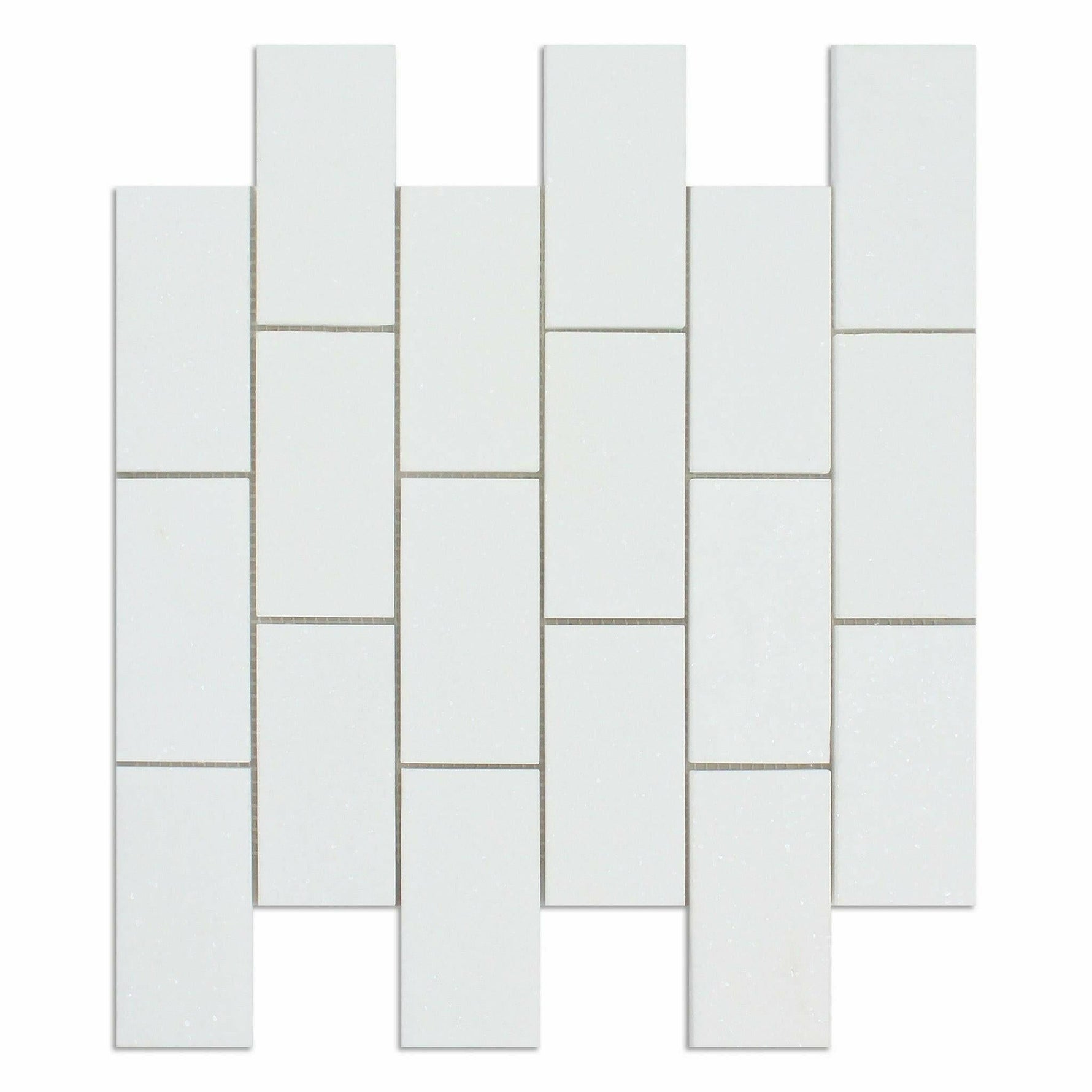CLEARANCE - 2x4 Thassos White Marble Honed Brick Mosaic Tile CLEARANCE - 2x4 Thassos White Marble Honed Brick Mosaic Tile - American Tile Depot