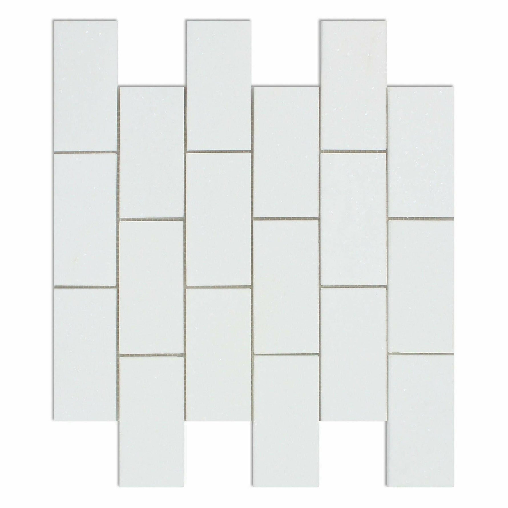 CLEARANCE - 2x4 Thassos White Marble Honed Brick Mosaic Tile CLEARANCE - 2x4 Thassos White Marble Honed Brick Mosaic Tile - American Tile Depot