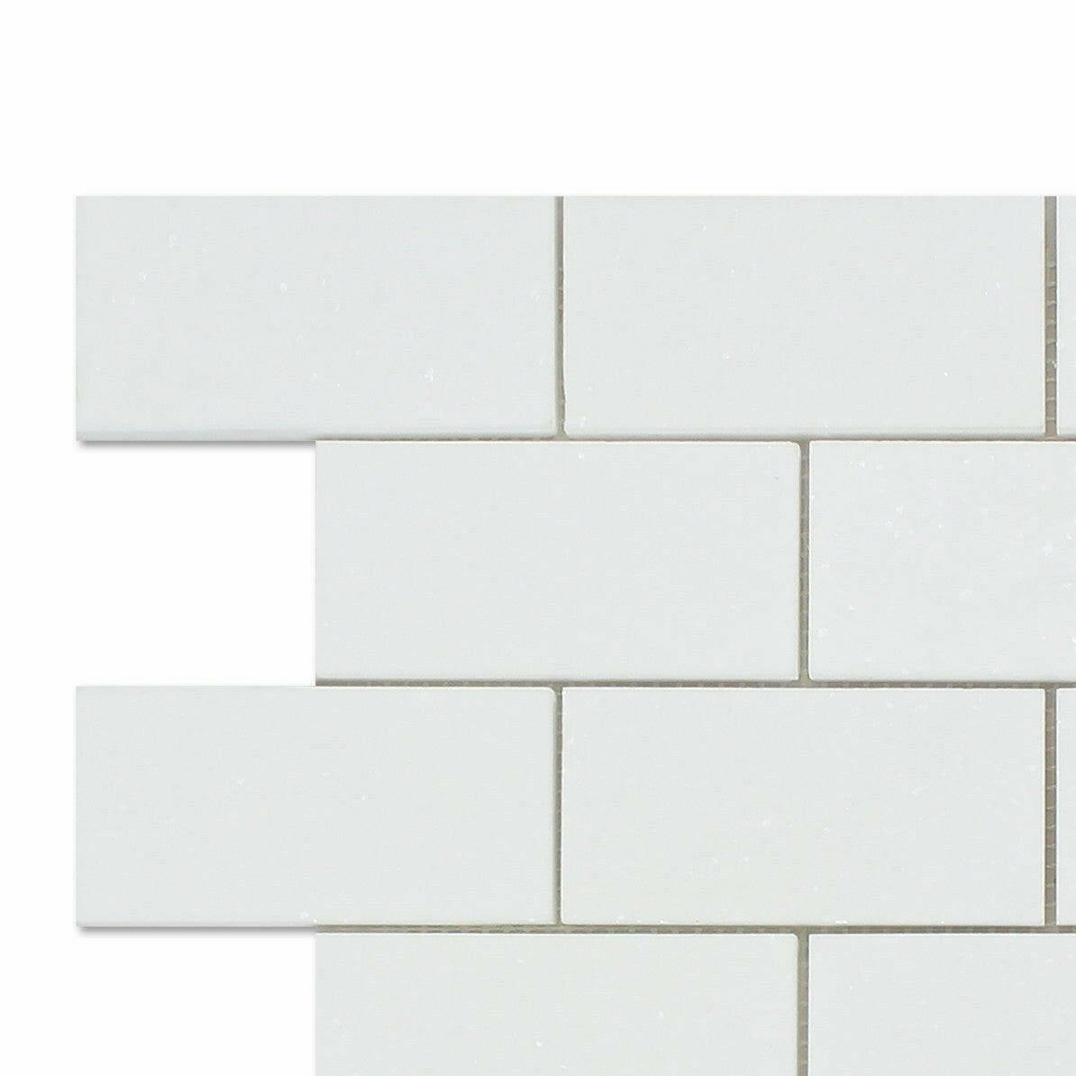 CLEARANCE - 2x4 Thassos White Marble Honed Brick Mosaic Tile CLEARANCE - 2x4 Thassos White Marble Honed Brick Mosaic Tile - American Tile Depot