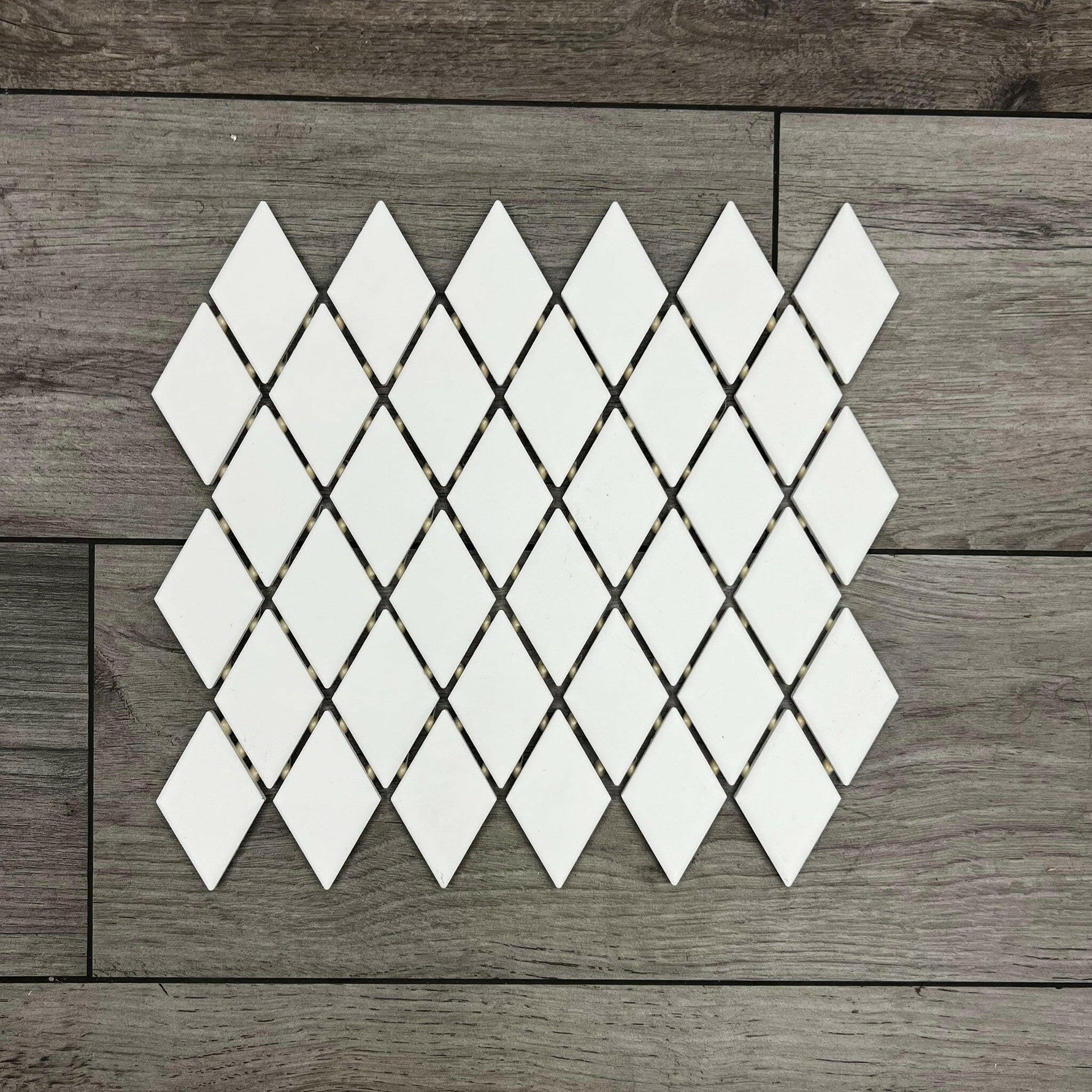 CLEARANCE – Color Story Designer White 2x3 Harlequin Matte Ceramic Mosaic Tile CLEARANCE – Color Story Designer White 2x3 Harlequin Matte Ceramic Mosaic Tile - American Tile Depot