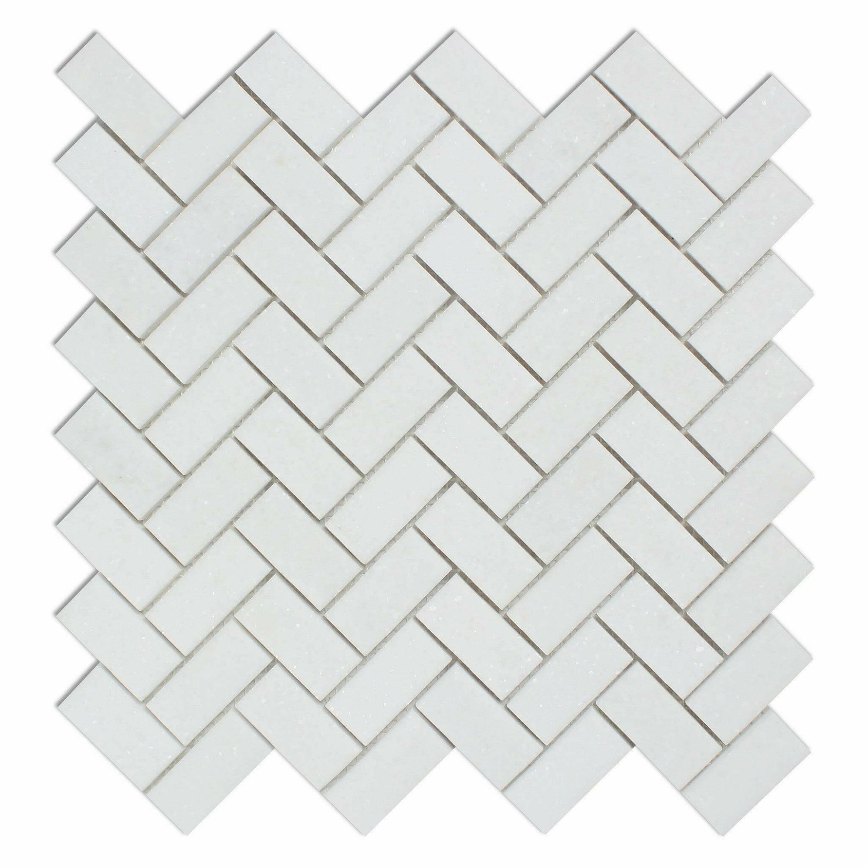 1x2 Thassos White Marble Polished Herringbone Mosaic Tile 1x2 Thassos White Marble Polished Herringbone Mosaic Tile - American Tile Depot