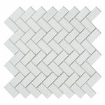 1x2 Thassos White Marble Polished Herringbone Mosaic Tile 1x2 Thassos White Marble Polished Herringbone Mosaic Tile - American Tile Depot