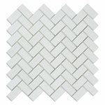 1x2 Thassos White Marble Polished Herringbone Mosaic Tile 1x2 Thassos White Marble Polished Herringbone Mosaic Tile - American Tile Depot