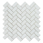1x2 Thassos White Marble Polished Herringbone Mosaic Tile 1x2 Thassos White Marble Polished Herringbone Mosaic Tile - American Tile Depot
