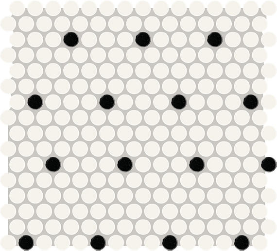 Color Wheel B&W Penny Round Matte Ceramic Mosaic Tile - American Tile Depot