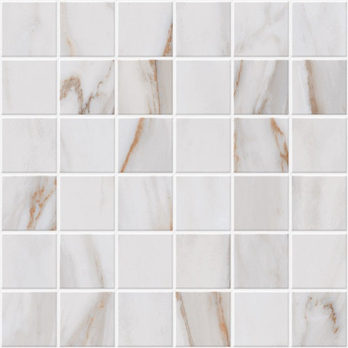 Tuscan Vein Gold Unpolished Square Porcelain Mosaic Tile-American Tile Depot