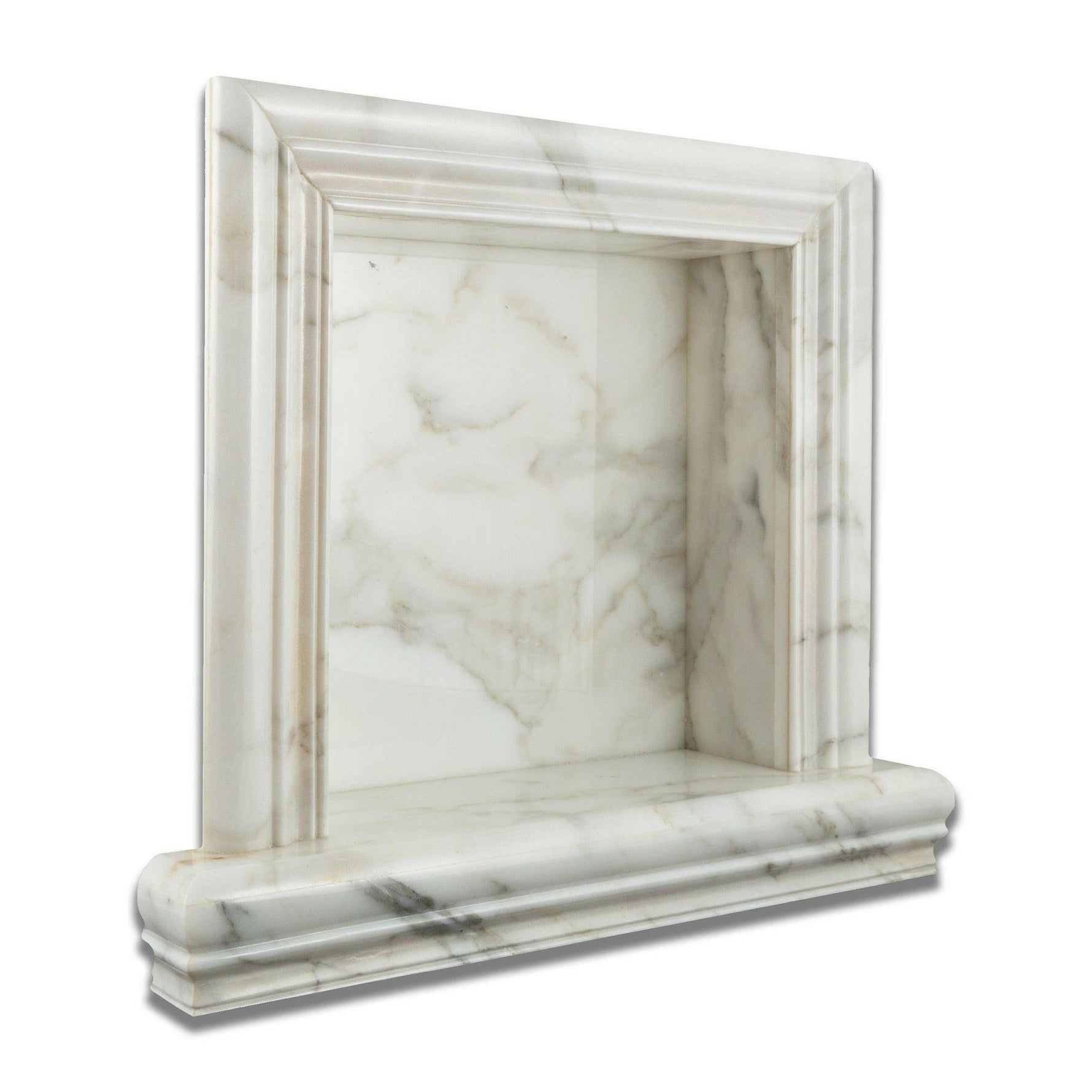 Calacatta Gold Marble Hand-Made Custom Shampoo Niche / Shelf - SMALL - Polished Calacatta Gold Marble Hand-Made Custom Shampoo Niche / Shelf - SMALL - Polished - American Tile Depot