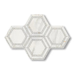 Calacatta Gold Marble Polished 5" Hexagon Combination Mosaic Tile w/ Calacatta Gold Border - American Tile Depot