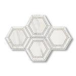 Calacatta Gold Marble Polished 5" Hexagon Combination Mosaic Tile w/ Calacatta Gold Border - American Tile Depot