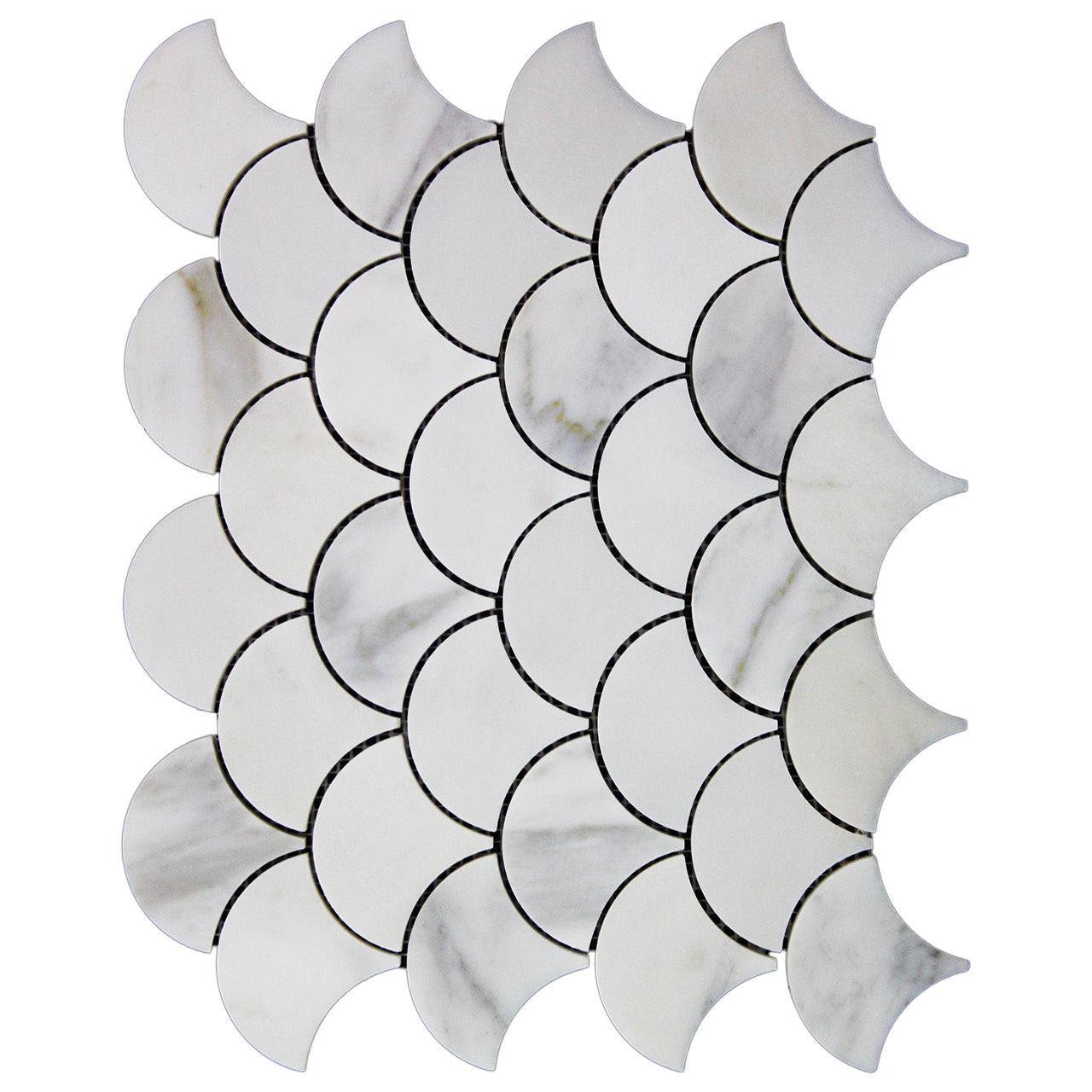 Calacatta Gold Marble Honed 3" Fan Mosaic Tile Calacatta Gold Marble Honed 3" Fan Mosaic Tile - American Tile Depot