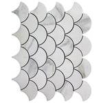 Calacatta Gold Marble Honed 3" Fan Mosaic Tile Calacatta Gold Marble Honed 3" Fan Mosaic Tile - American Tile Depot